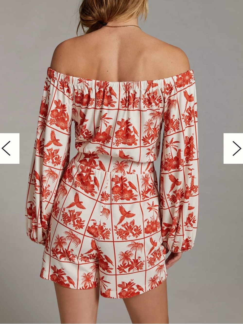 NWOT Farm Rio x Anthropologie Tropical Off Shoulder Romper XS Pocket Puff Sleeve - Picture 3 of 13